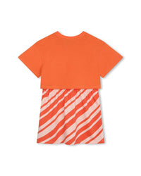 Cotton striped t-shirt dress - Poppy Red