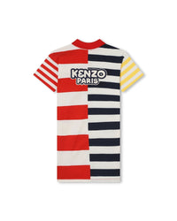 Robe polo à rayures en coton - Rouge Vermillon