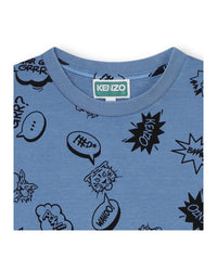 Robe en coton - Bleu tablier