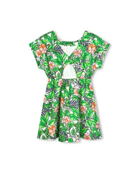 Robe évasée à motif jungle en coton - Mint Green