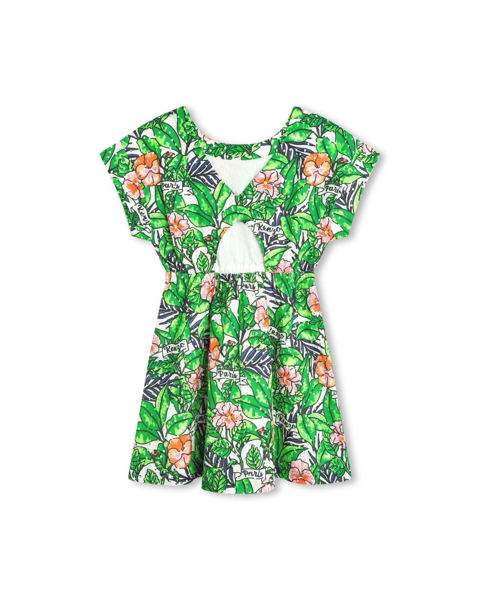 Robe évasée à motif jungle en coton - Mint Green