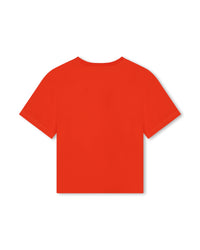 Printed cotton T-shirt - Vermilion Red