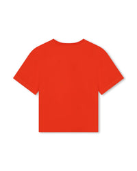 Short-sleeved cotton T-shirt - Vermilion red