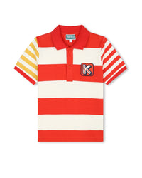 Polo manches courtes avec logo en coton - Rouge Vermillon