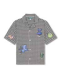 Chemise à manches courtes en coton - Écru Gris