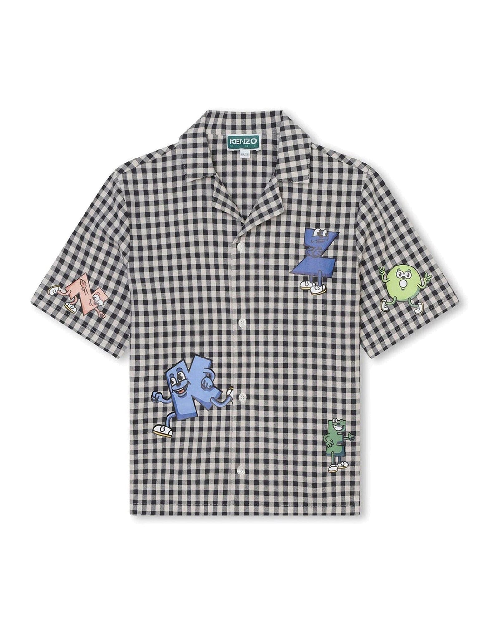 Chemise à manches courtes en coton - Écru Gris