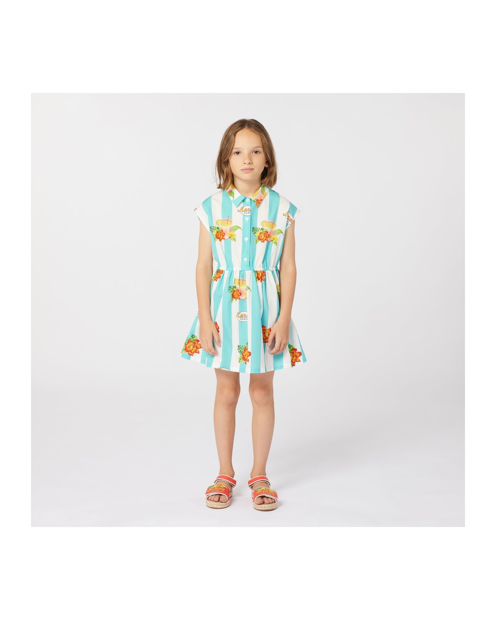 Robe à manches courtes en coton - Ivoire