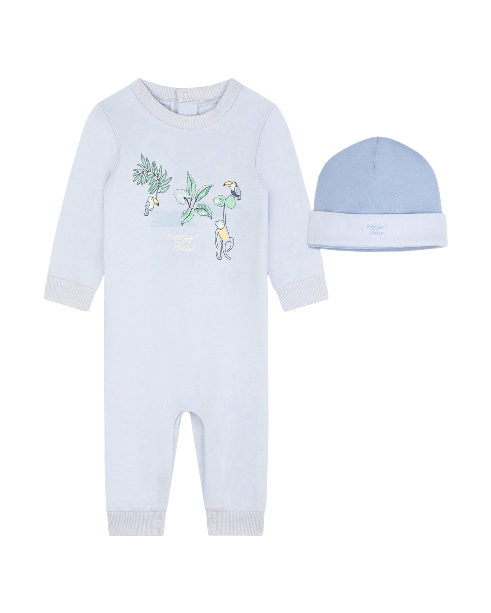 Ensemble combinaison et bonnet en coton - Ciel