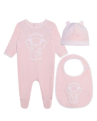 Ensemble pyjama et bonnet et bavoir en coton - Veiled Rose