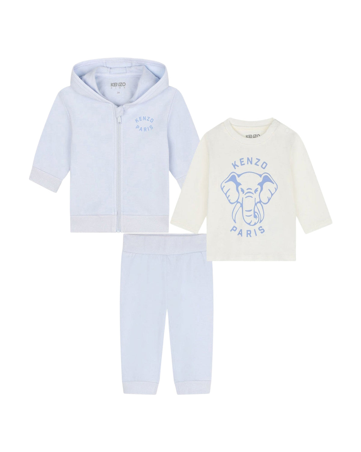Ensemble t-shirt et cardigan et pantalon en coton - Ciel
