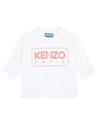Long-sleeved cotton T-shirt with press studs - Ivory