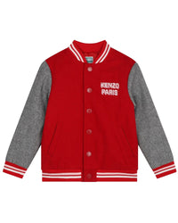 Wool blend bomber with press studs - Dark red