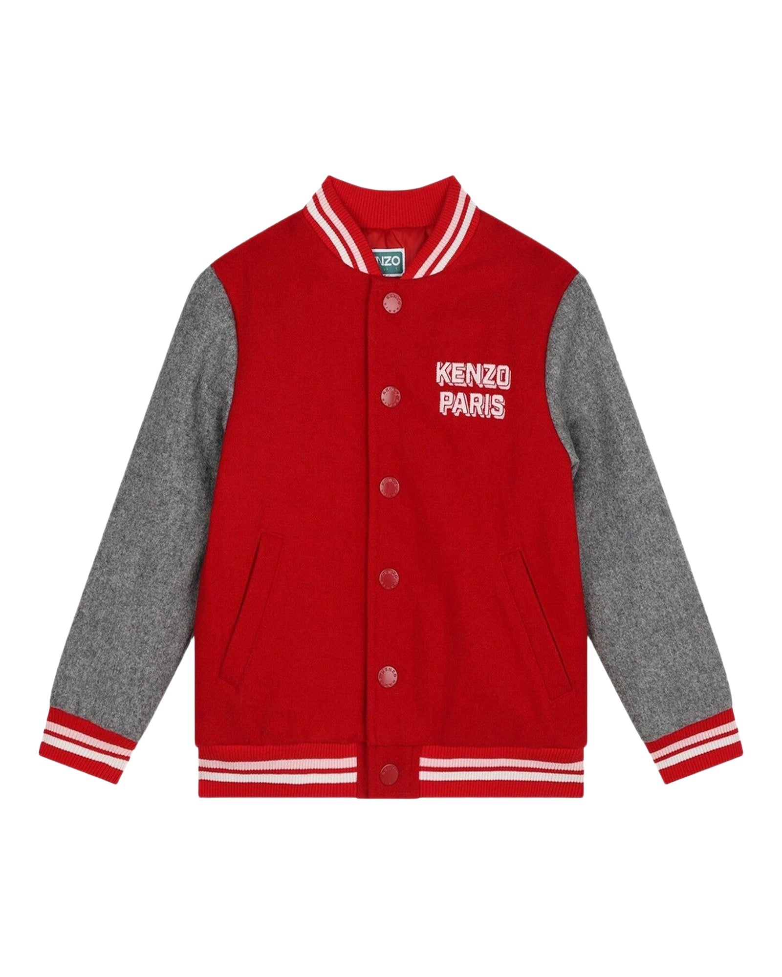 Bomber à pressions en laine mélangée - Rouge Foncé