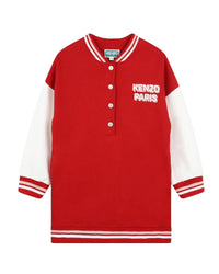 Robe à pressions en coton - Rouge Foncé