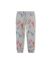 Pantalon de survêtement à motif en molleton - Gris Chiné