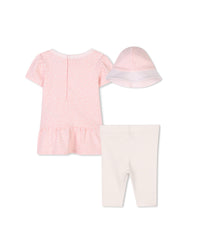 Dress and hat set with cotton logo - Veiled Rose