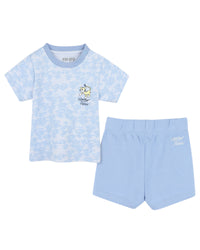 Ensemble t-shirt short avec logo en coton - Ciel