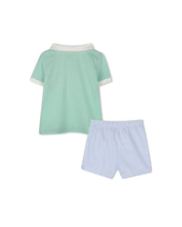 Ensemble polo et short avec logo en coton - Vert Tendre