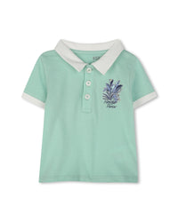Ensemble polo et short avec logo en coton - Vert Tendre