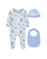 3-piece pyjama set with cotton logo - Sky