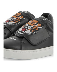 Sneakers à fermeture auto-agrippante en cuir - Slate
