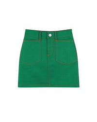 Jupe courte surpiquée en coton - Loden