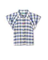 Blouse à carreaux volantée - Wave Blue