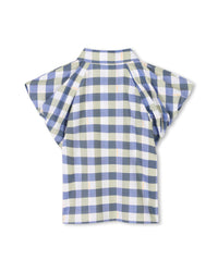 Blouse à carreaux volantée - Wave Blue