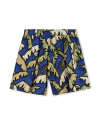 Short à taille élastiquée en coton - Wave Blue