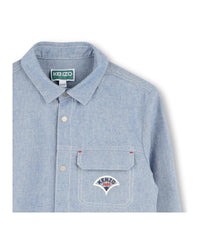 Chemise à poche passepoilée en coton - Chambray