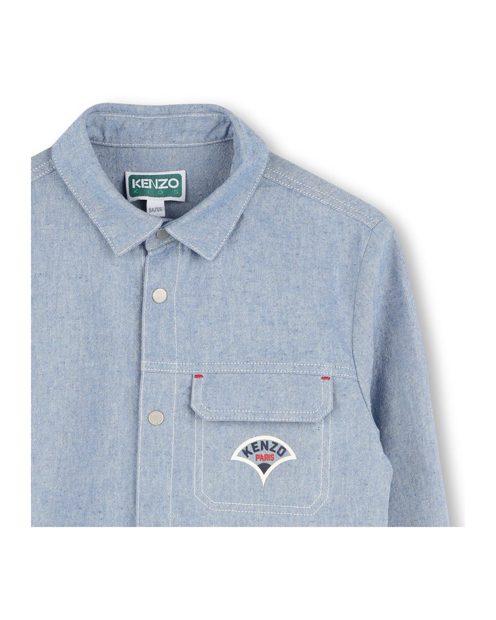 Chemise à poche passepoilée en coton - Chambray