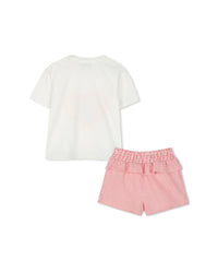 Ensemble t-shirt short avec logo en coton - Rouge Vif