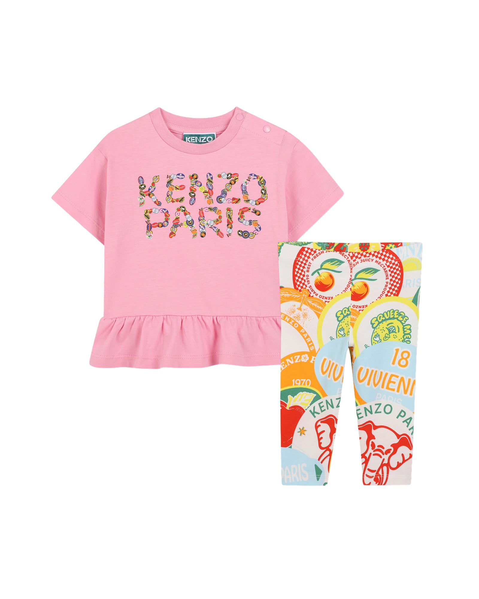 Ensemble t-shirt pantalon avec logo en coton - Multicolor