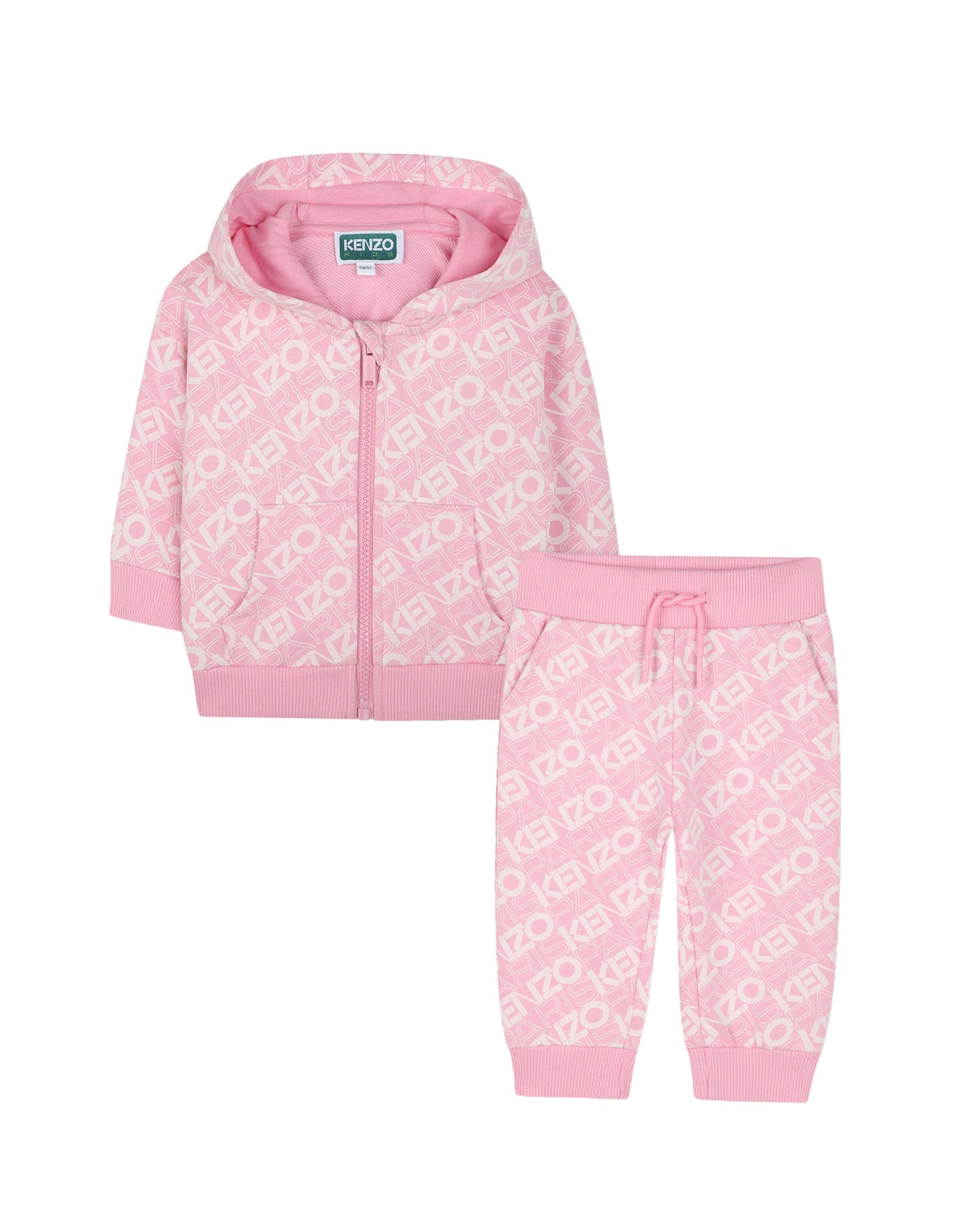 Ensemble cardigan pantalon avec logo en coton - Rose Friandi