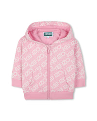 Ensemble cardigan pantalon avec logo en coton - Rose Friandi