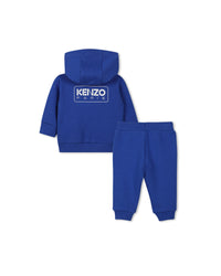 Ensemble cardigan pantalon avec logo en coton - Wave Blue