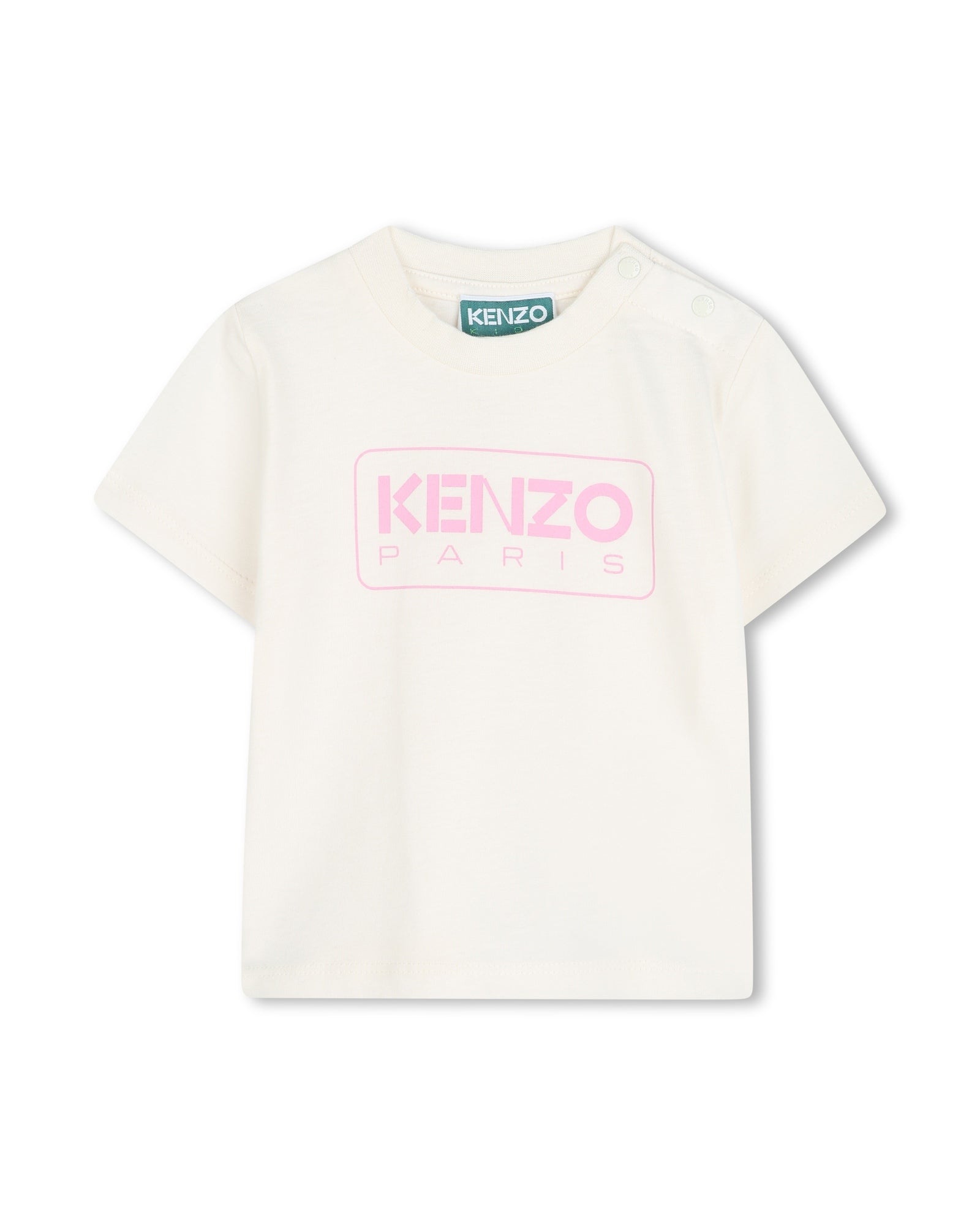Short-sleeved T-shirt with cotton logo - Ecru Rose