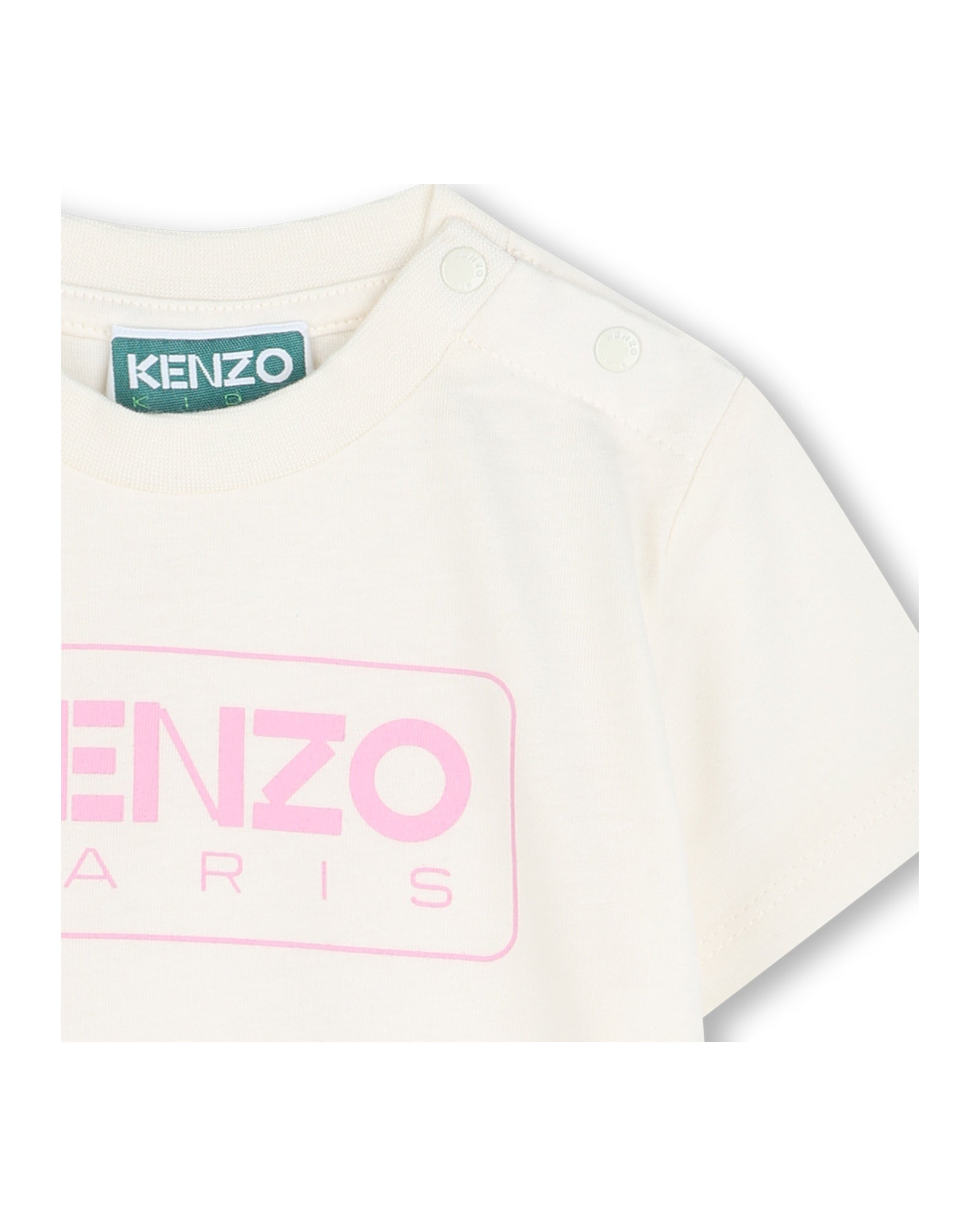 Short-sleeved T-shirt with cotton logo - Ecru Rose