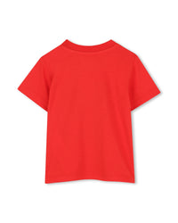 Short-sleeved T-shirt with cotton logo - Bright Red