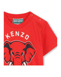 Short-sleeved T-shirt with cotton logo - Bright Red