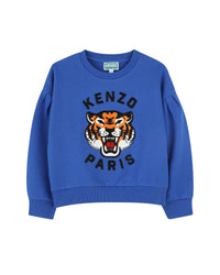 Sweatshirt with cotton embroidery - Wave Blue