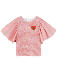 Blouse à rayure en coton - Rouge Vif