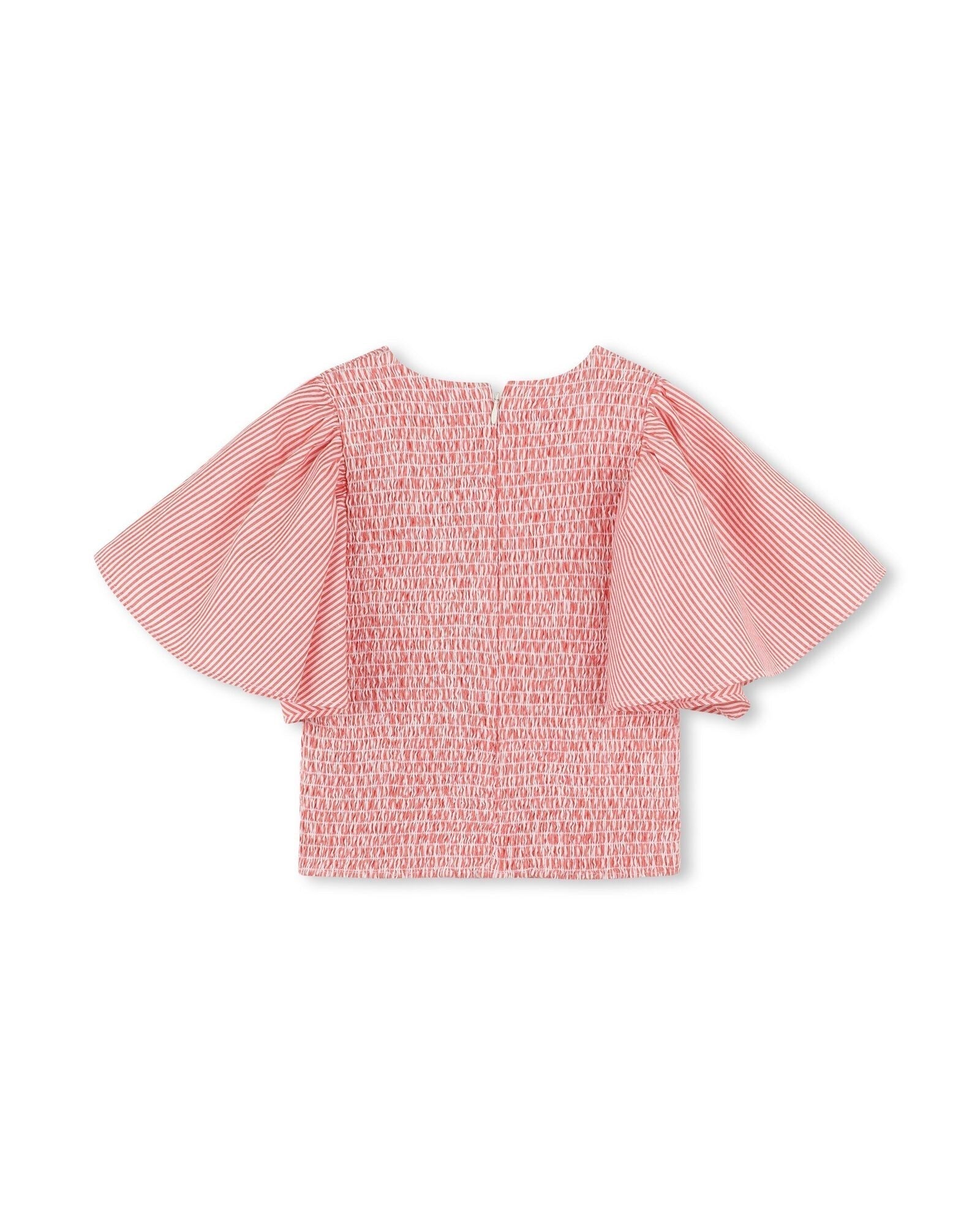 Blouse à rayure en coton - Rouge Vif
