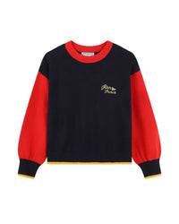 Pull avec logo en coton - Bleu de Chiné
