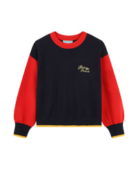 Pull avec logo en coton - Bleu de Chiné