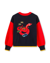 Pull avec logo en coton - Bleu de Chiné