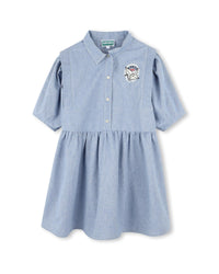 Dress with press stud opening in cotton - Chambray