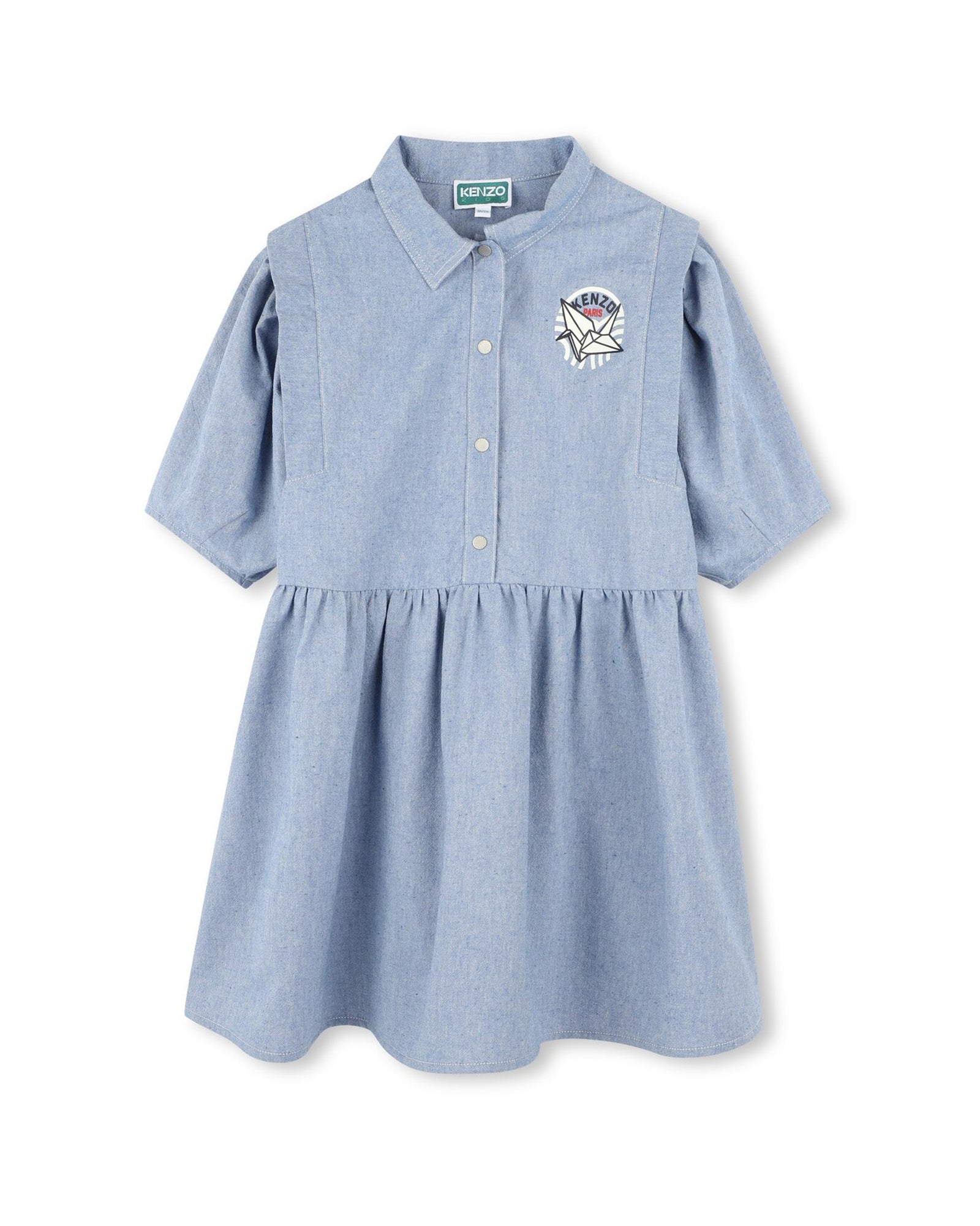 Dress with press stud opening in cotton - Chambray