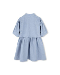 Dress with press stud opening in cotton - Chambray