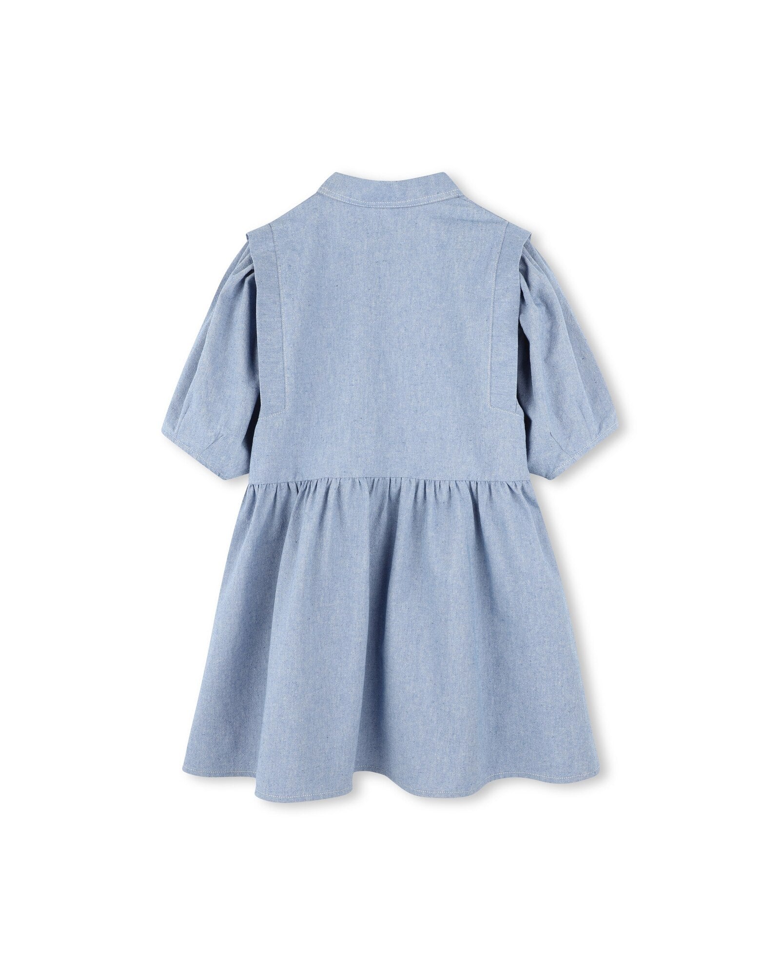 Dress with press stud opening in cotton - Chambray